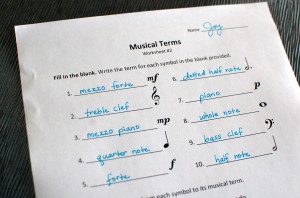 Musical Terms Printable
