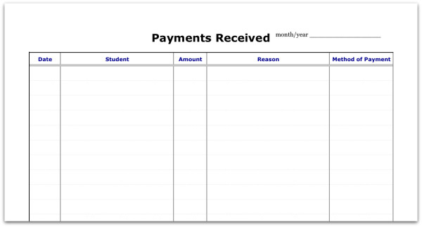 Record of Payments Received